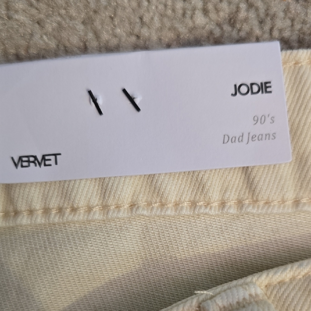 Vervet Los Angeles Distressed Wide Leg Cream Jeans, Size 26, NWT - Picture 12 of 16